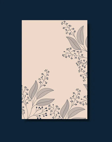 Carte avec décoration florale monochrome — Image vectorielle