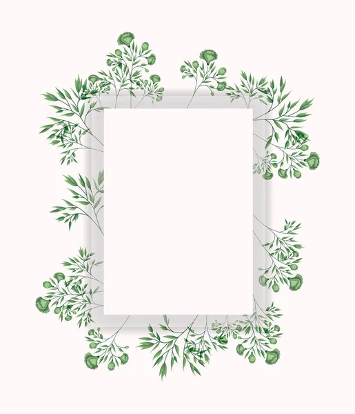 Square frame with laurel leafs — Stock Vector
