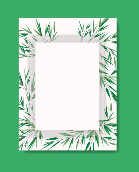 Karta z kwadratowych klatki i laurel leafs — Wektor stockowy