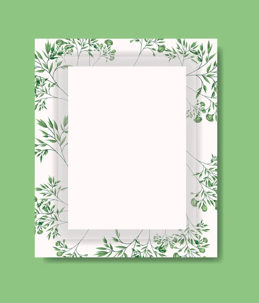 Cartão com moldura quadrada e folhas de louro —  Vetores de Stock