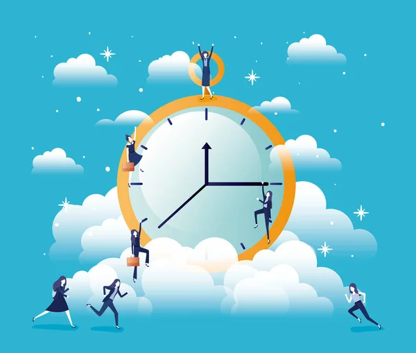Chronomètre minuterie avec les femmes d'affaires — Image vectorielle
