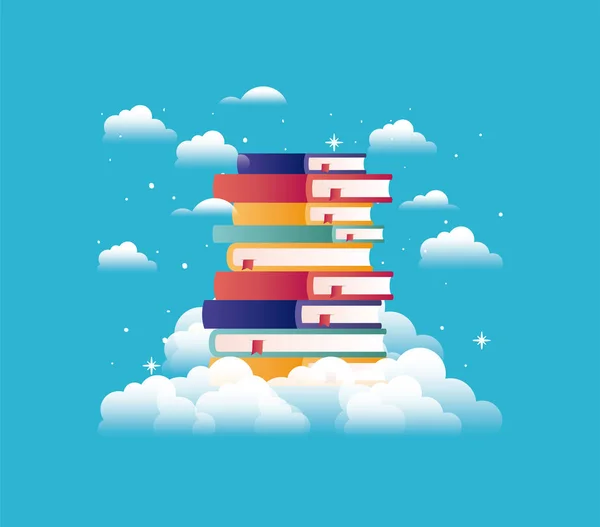 Text books with cloud — Stock Vector