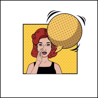 konuşma balonu pop sanat tarzı olan kızıl saçlı kadın