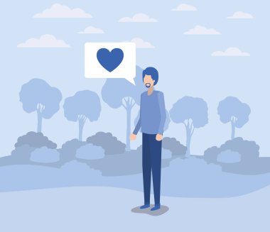 konuşma balonu Camp kalp ile genç adam