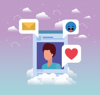 Sosyal medya acount şablon vektör çizim tasarım dostum