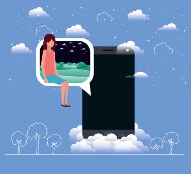 konuşma balonu kadın ile Smartphone