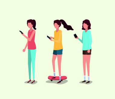 smartphone kullanarak kız grubu