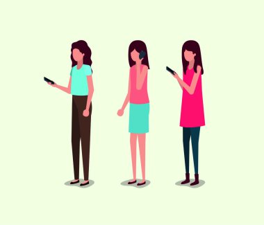 smartphone kullanarak kız grubu