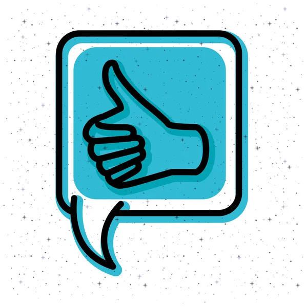 Speech bubble with hand like trend icon — Stock Vector