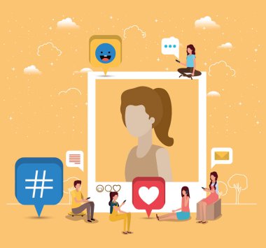 kadın profil resmi ile sosyal topluluk