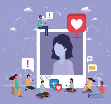 kadın profil resmi ile sosyal topluluk