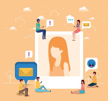 kadın profil resmi ile sosyal topluluk