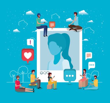 kadın profil resmi ile sosyal topluluk