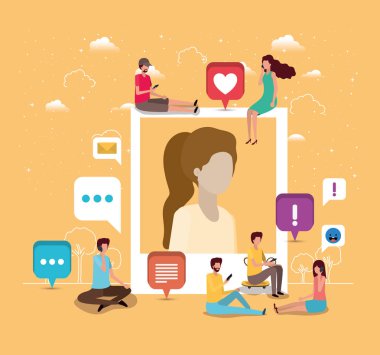 kadın profil resmi ile sosyal topluluk