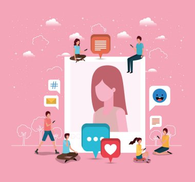 kadın profil resmi ile sosyal topluluk