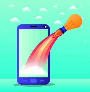roket başlatılması ve ampul ile Smartphone