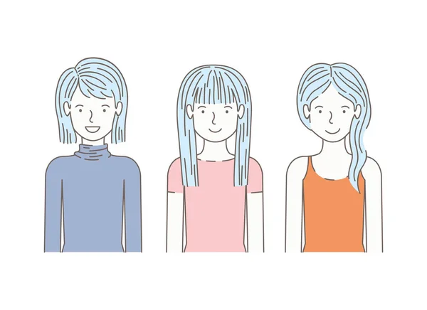Lányok avatar karakter csoportja — Stock Vector