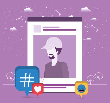 adamın içindeki acount eğilim ile resmi simgeler vektör çizim tasarım ayarla.