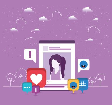 kadın içindeki acount eğilim ile resim Icons set