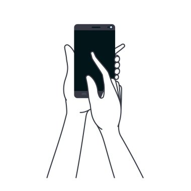 akıllı telefon izole simgesi ile el