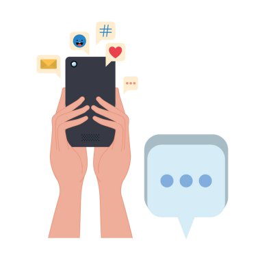 el ile smartphone ve konuşma balonu kutsal kişilerin resmi