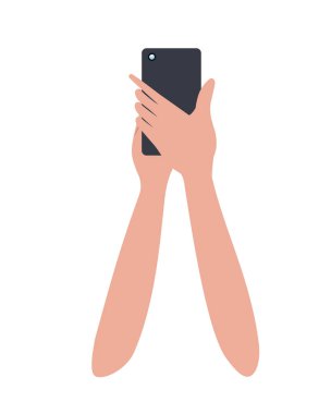 akıllı telefon izole simgesi ile el