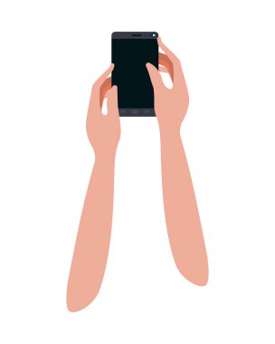 akıllı telefon izole simgesi ile el
