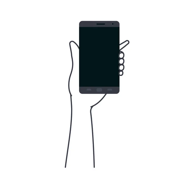 Main avec téléphone intelligent icône isolée — Image vectorielle