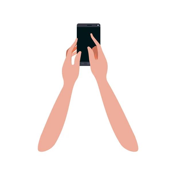 Руки со смартфоном — стоковый вектор