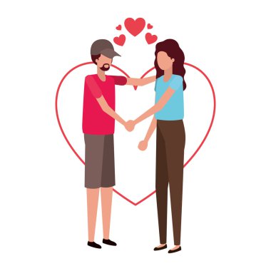 Çift kalpler karakteri ile elele