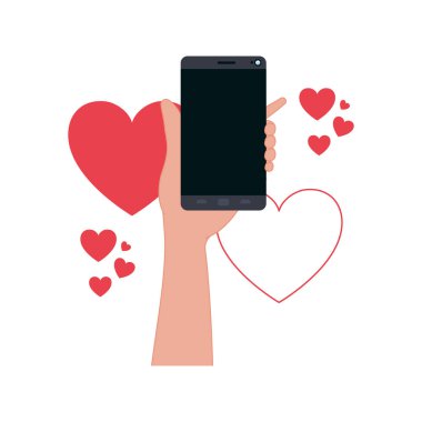 Smartphone ve kalpleri kutsal kişilerin resmi ile el