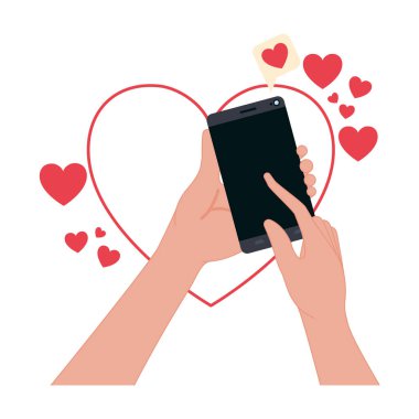 el ile smartphone ve kalpleri kutsal kişilerin resmi