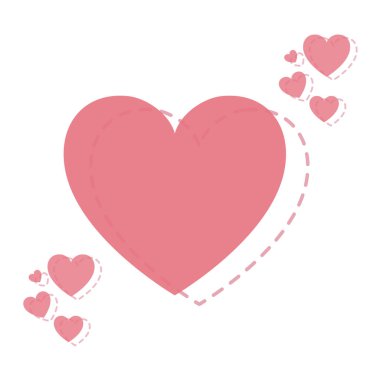 Aşk kartı kalpler izole simgesiyle