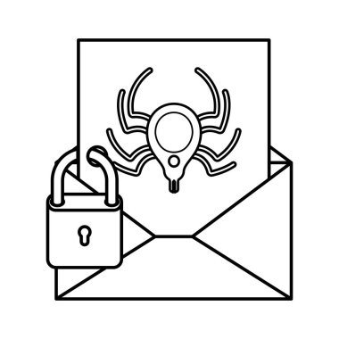 simgeler açık mektup örümcek ve asma kilit ile izole