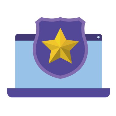 computer screen with shield isolated icon