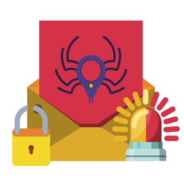 açık mektup mesaj izole örümcek simgeleri ile