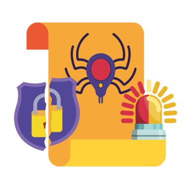 alarm mesajı ile kırık kalkan izole simgesi