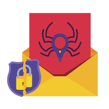 simgeler açık mektup örümcek ve asma kilit ile izole