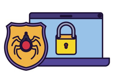  dizüstü ekran izole asma kilit simgesine sahip