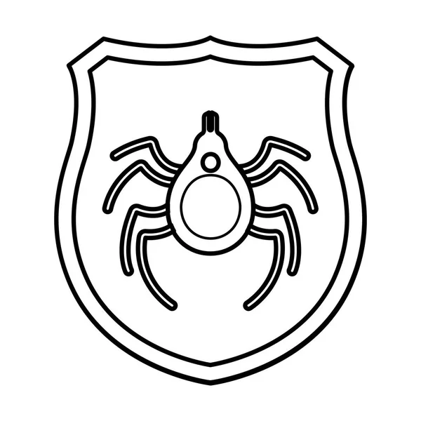 Shield with spider isolated icons — Stock Vector