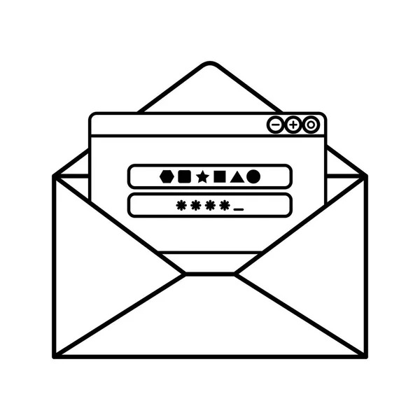 Carta abierta con el mensaje de contraseña iconos aislados — Vector de stock