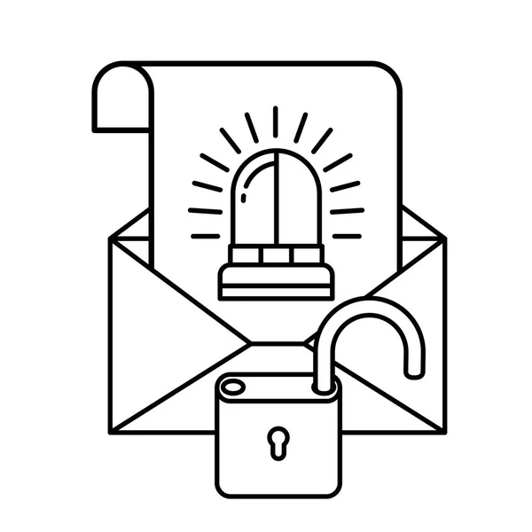 Carta aberta com cadeado ícones isolados abertos — Vetor de Stock