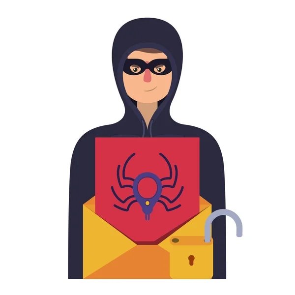 Hacker robar información carácter avatar — Archivo Imágenes Vectoriales