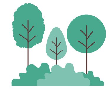 ağaçlar ve bitkiler izole simgesiyle manzara