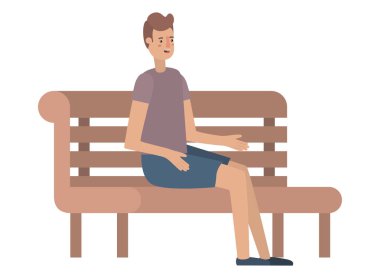 Park sandalye avatar karakteri içinde oturan adam
