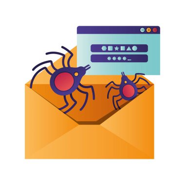 simgeler açık mektup kalkan ve pencere ile izole