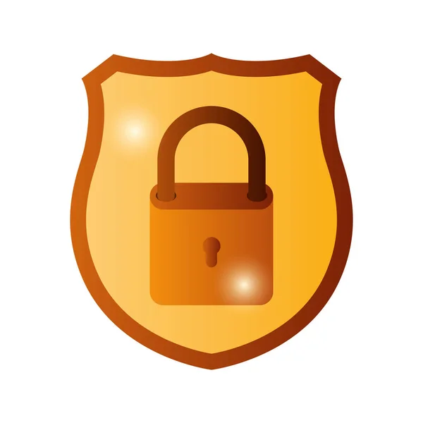 Shield with padlock isolated icons — Stock Vector