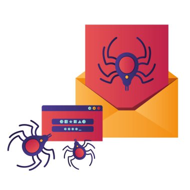 simgeler açık mektup örümcek ve pencere ile izole