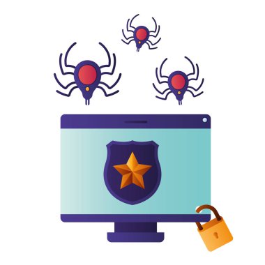 bilgisayar ekranı örümcek izole simgesiyle