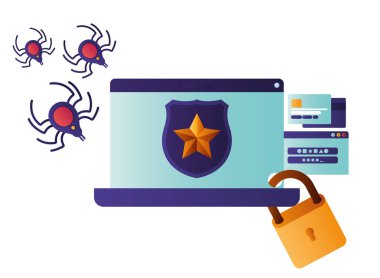 dizüstü ekran izole kalkan ve yıldız simgesi olan